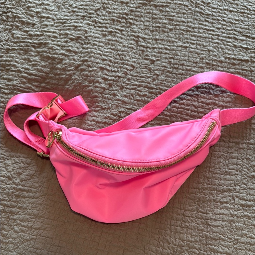 Stoney Clover Lane Pink Crossbody Bag with Vibrant Sheen